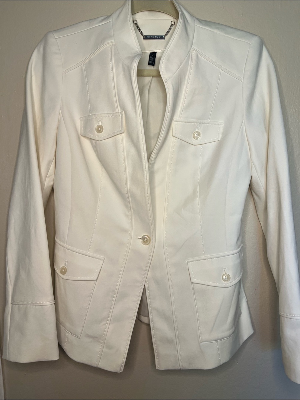 White House Black Market White Utility Blazer Jacket Size 4